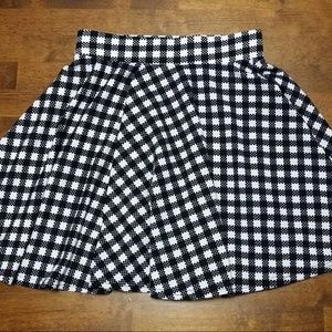 Kathy Girls Black White Houndstooth Plaid Skirt